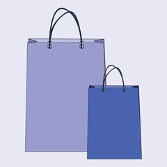 Graphic vector illustration with a shopping paper bag on a blue background.