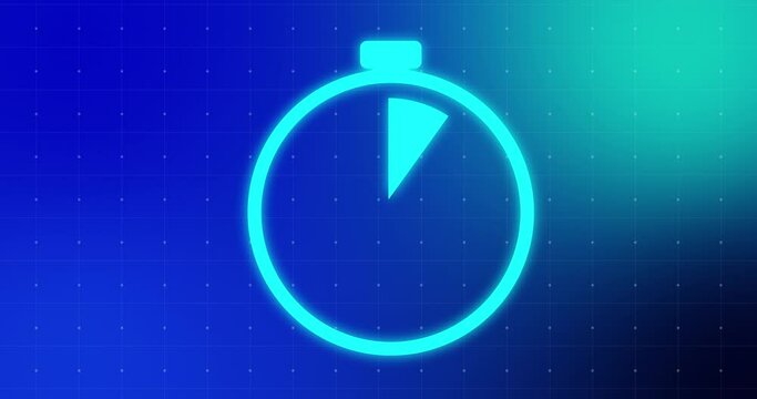 Modern trendy stylish 2D countdown timer animation in digital technology colors UHD resolution. Futuristic stopwatch start stop motion graphic stock video.
