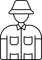 Archaeologist Man Icon In Black Outline.