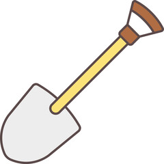 Brown And Yellow Illustration Of Shovel Flat Icon.
