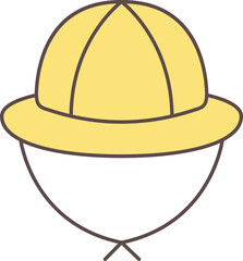 Flat Hat With String Icon In Yellow Color.
