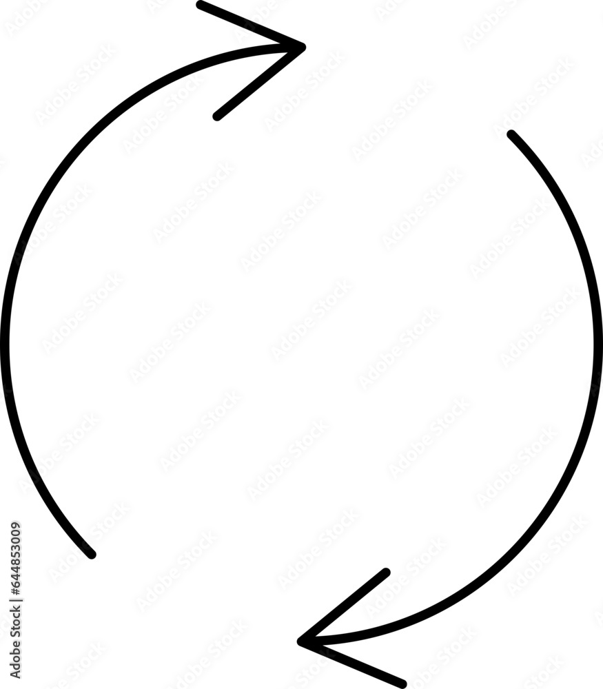 Poster double arrow rotate circular icon in black color.