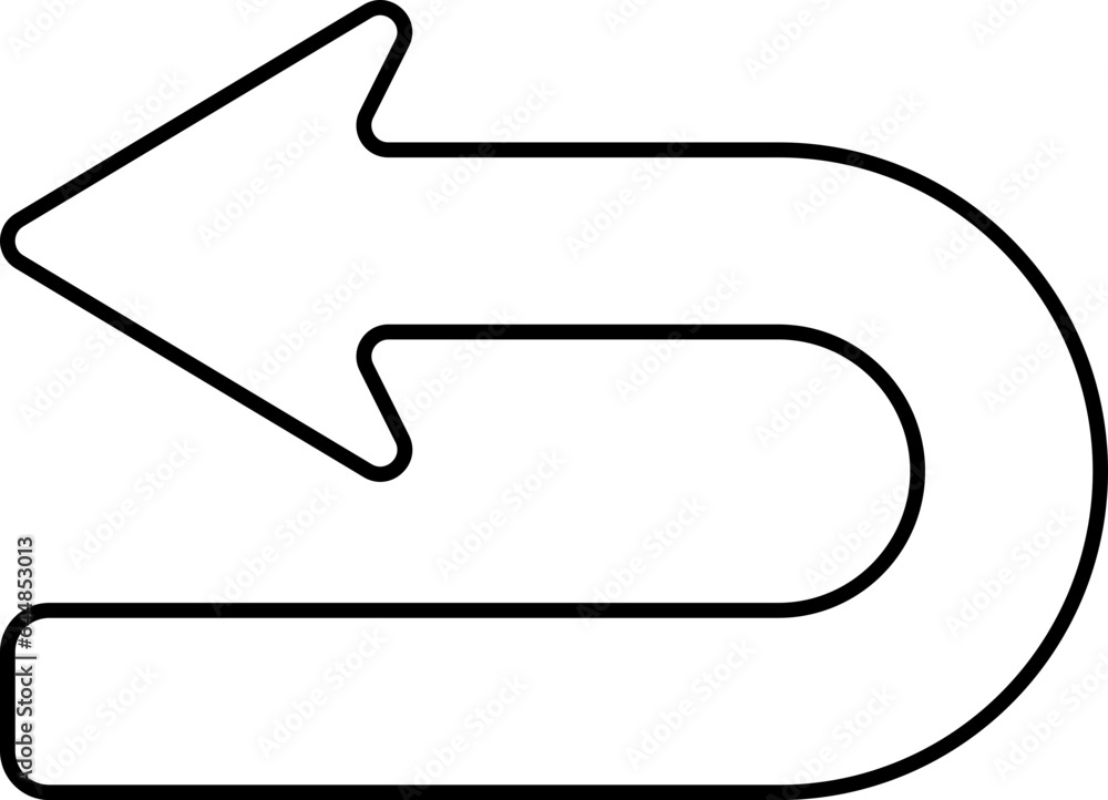 Sticker left curve arrow icon in line art.