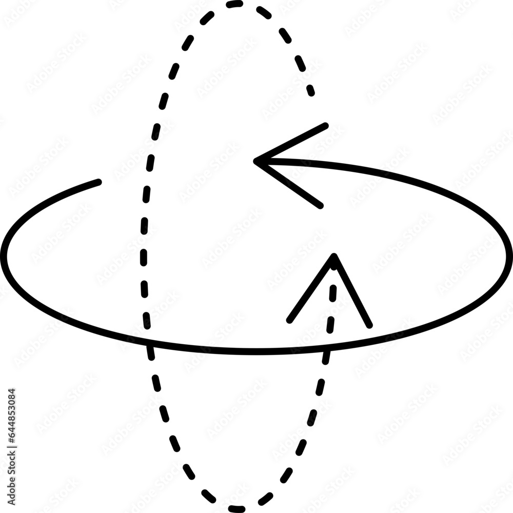 Aufkleber overlapping circle rotate with dotted line arrow icon in black color.