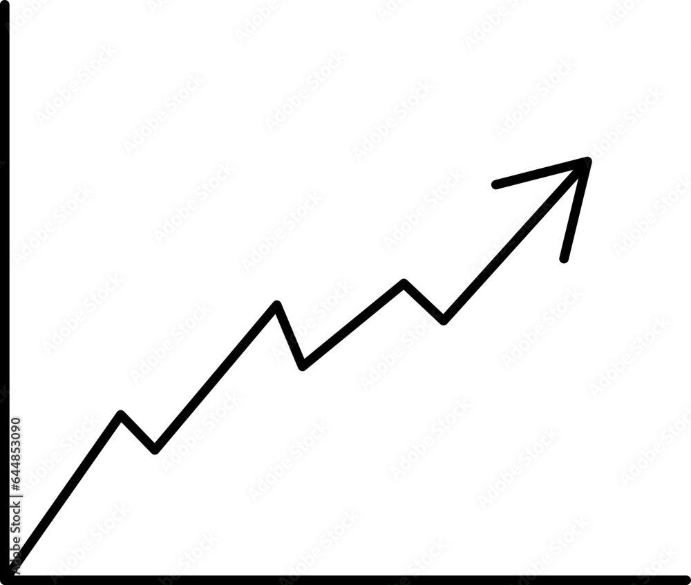 Aufkleber zig zag up arrow graph black linear icon.