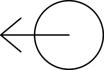 Left Arrow With Circle Black Linear Icon.