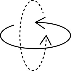 Overlapping Circle Rotate With Dotted Line Arrow Icon In Black Color.