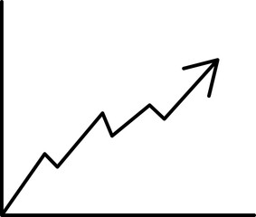 Zig Zag Up Arrow Graph Black Linear Icon.