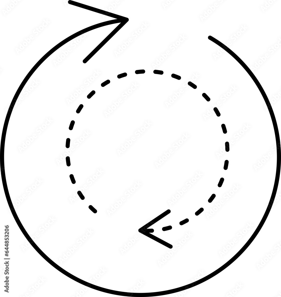 Poster circular rotate arrow with dotted line icon.