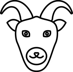 Ram Animal Face Icon Or Symbol In Line Art.