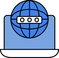 Login Browser Or Internet In Laptop Blue And White Icon.
