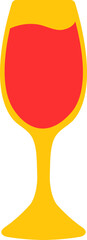 Orange And Red Illustration Of Wine Glass Flat Icon.