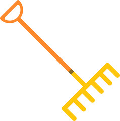 Isolated Fork Shovel Flat Icon In Orange Color.