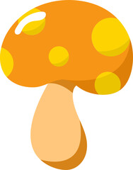 Yellow And Orange Mushroom Icon In Flat Style.