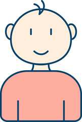 Isolated Boy Icon In Red Color.
