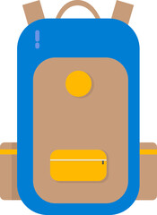 Tricolor Backpack Icon In Flat Style.