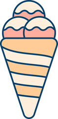 Ice Cream Cone Icon In Red And Orange Color.