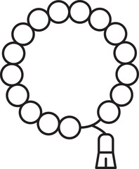 Black Thin Line Art Tasbih Flat Icon.