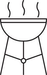 Isolated Bbq Grill Icon In Line Art.