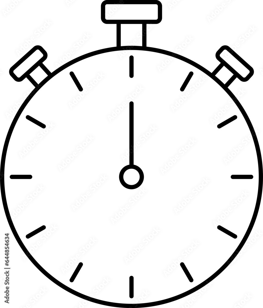 Poster flat style timer clock icon in black outline.