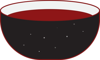 Flat Style Schezwan Sauce In Black Bowl On White Background.