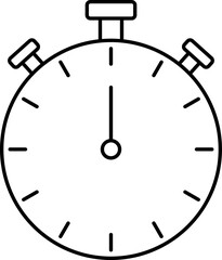 Flat Style Timer Clock Icon In Black Outline.
