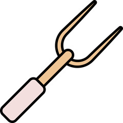 Barbecue Fork Icon In Pink And Orange Color.