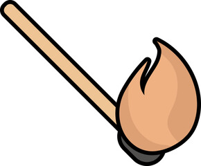 Burning Matchstick Icon In Black And Orange Color.