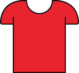 Isolated Red T-shirt Icon In Flat Style.