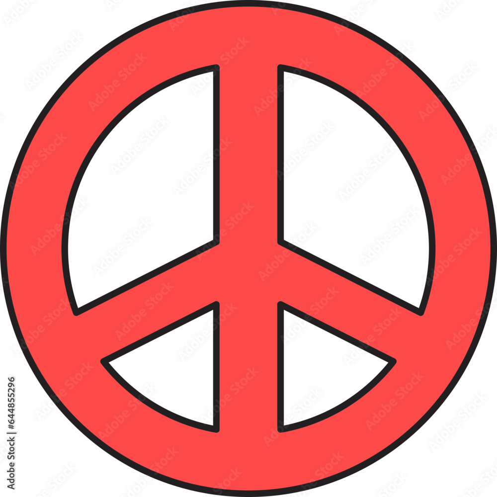 Sticker flat style peace icon in red color.