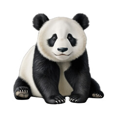 Fototapeta premium Isolated panda baby bear sitting on a cutout PNG transparent background