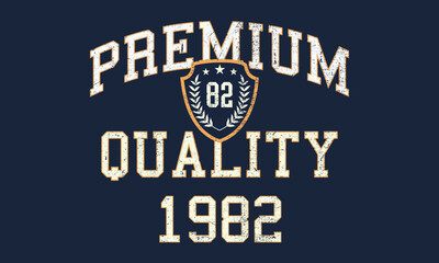 Premium Quality 1982 vintage college print for t-shirt design. Typography graphics for university or college style tee shirt. Sport apparel print - California. Vector illustration.