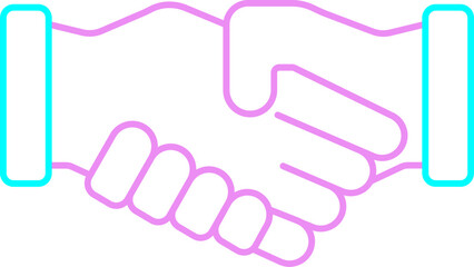 Turquoise And Pink Line Art Of Handshake Icon.