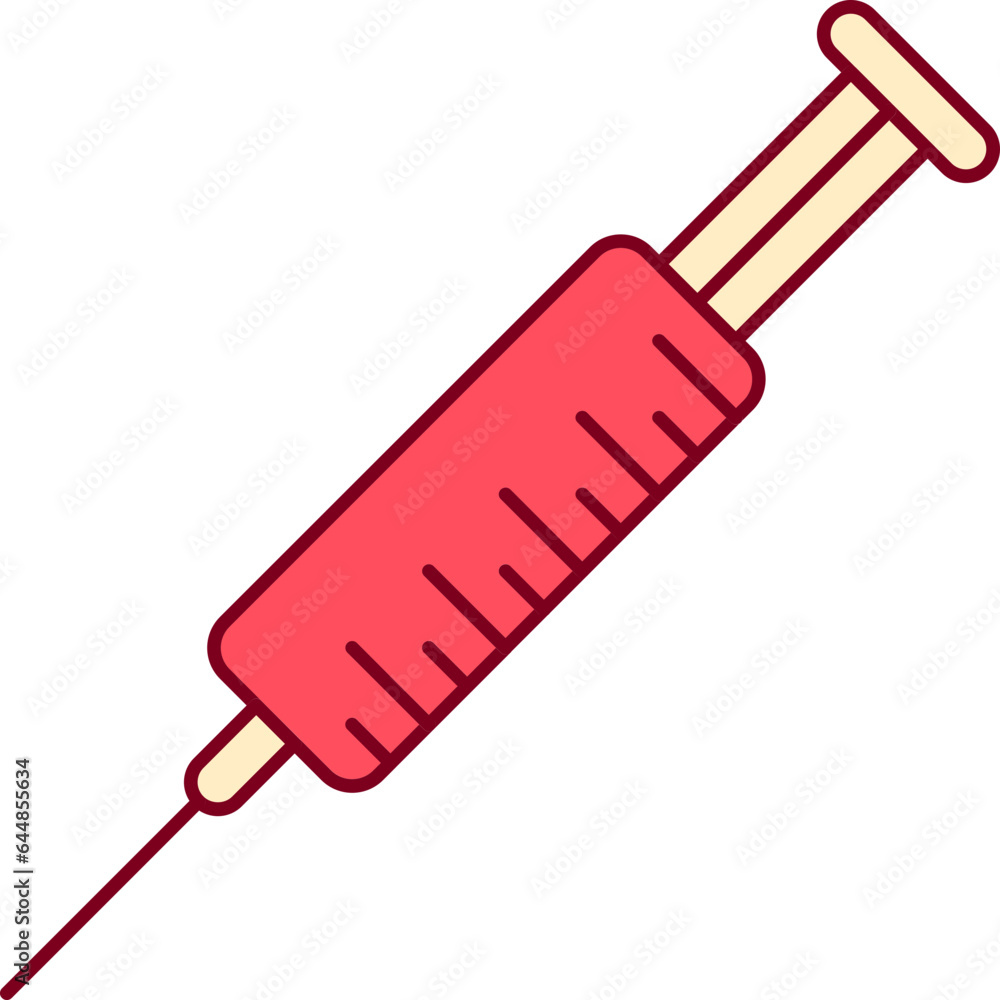 Wall mural Red And Yellow Illustration Of Syringe Flat Icon.