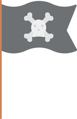 Skull Flag Waving Icon In Gray And Black Color.