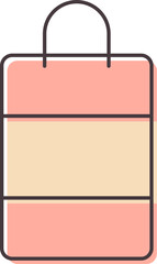 Pink Color Shopping Bag Icon In Flat Style.