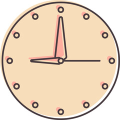 Flat Style Clock Icon In Pink Color.