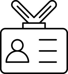 Id Card Icon In Black Line Art.