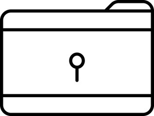 Locked Folder Icon In Black Line Art.