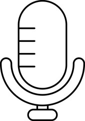 Black Outline Mic Icon Or Symbol.