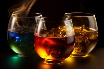 Aromatic and intoxicating combination of distilled alcoholic beverage and the emission of burning gases. Generative AI