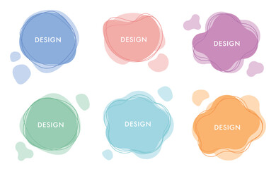 カラフル　シェイプ　パステル　抽象的　丸　見出し　セット