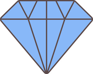 Blue Diamond Icon In Flat Style.