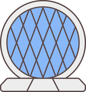 Aldar Headquarters Building Icon In Blue And White Color.