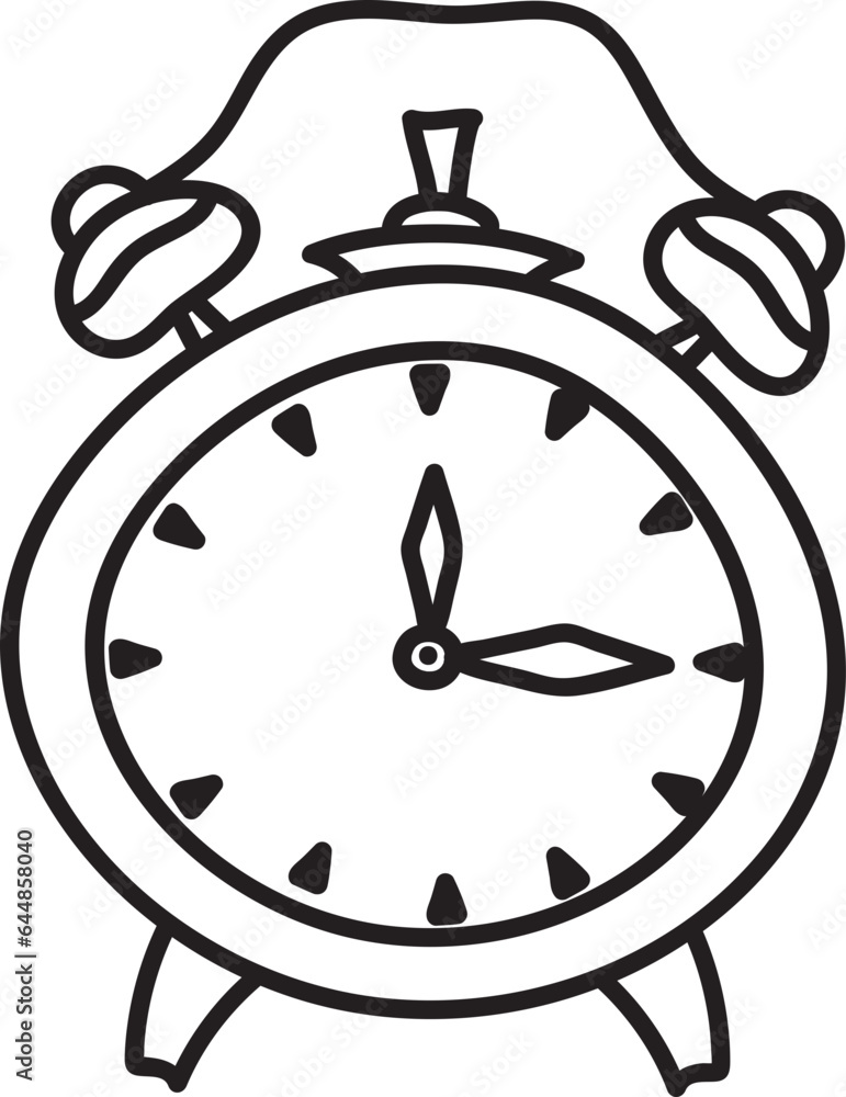 Poster isolated alarm clock icon in line art.