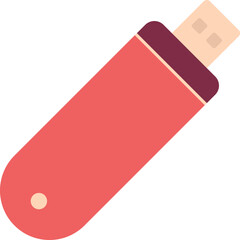 Flat Illustration Of Pen Drive Red Icon.