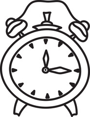 Isolated Alarm Clock Icon In Line Art.