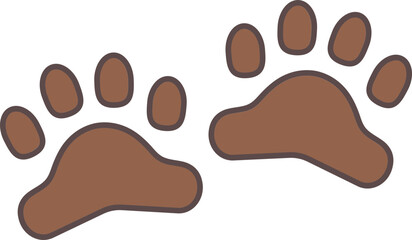 Brown Paw Symbol Or Icon ON White Background.