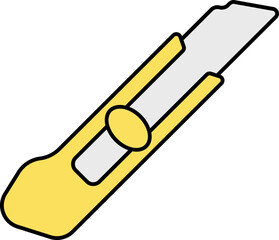 Isolated Knife Cutter Icon In Yellow Color.