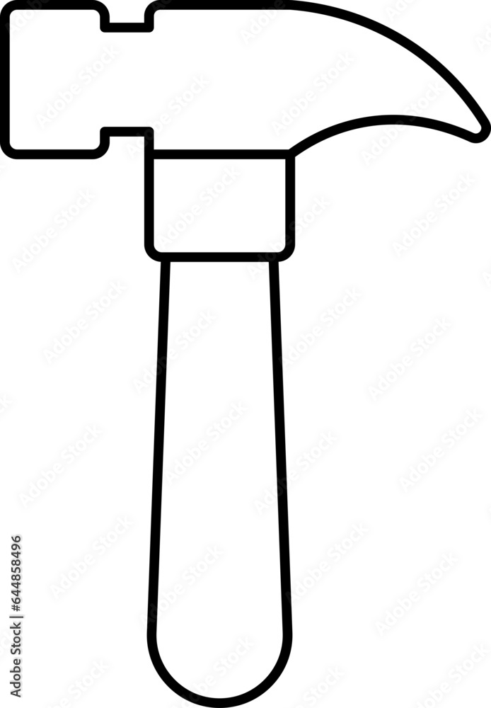 Sticker nail hammer black outline icon.